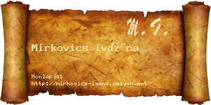Mirkovics Ivána névjegykártya